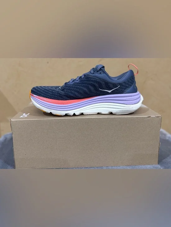 HOKA Women's Gaviota 5 Road Running Shoes in Anchor/Grapefruit, Size 8.5D - Picture 4 of 7